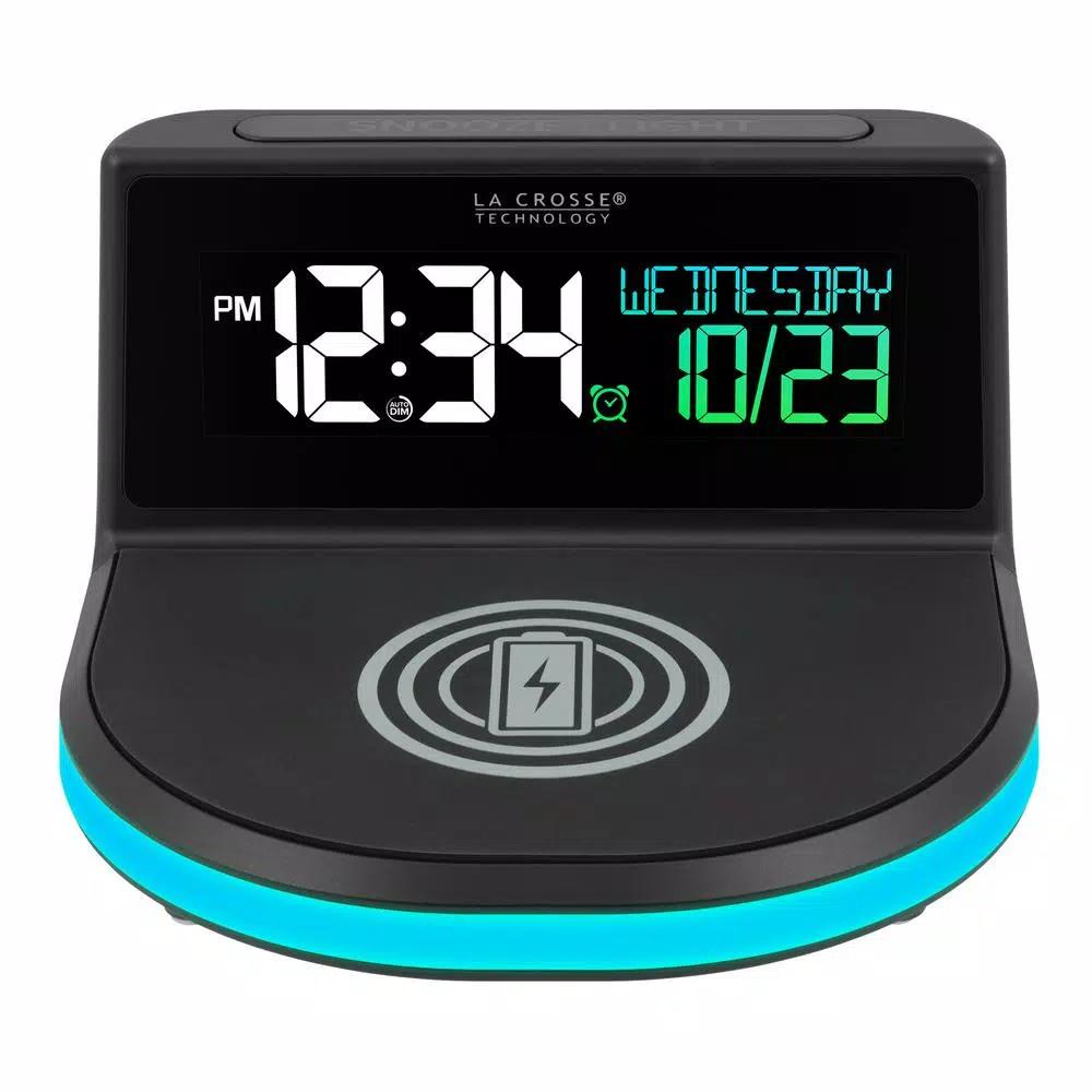 La Crosse Technology Wireless Charging Digital Alarm Clock with 7-Color Glowing Base
