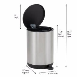 Household Essentials Taos 1.3 Gallon Round Stainless Steel Step Trash Can with Fingerprint Resistant Finish thumbnail 5