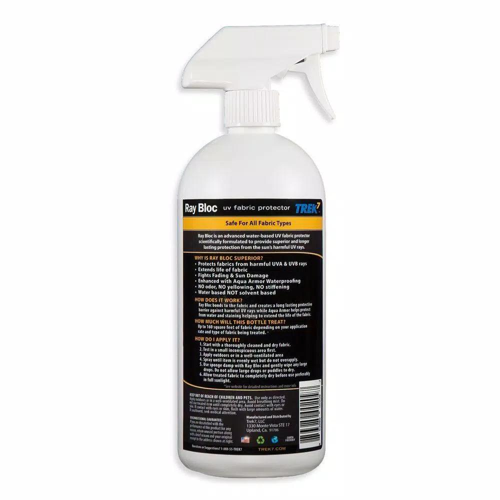 Trek7 Ray Bloc UV Fabric Protector Spray, 32 oz. Water-Based Waterproofing & UV Protection