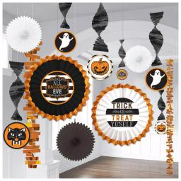 Amscan Hallows' Eve Halloween Room Decorating Kit, 16 in. Orange Foil & Tissue Paper Party Decor (2-Pack) thumbnail 1