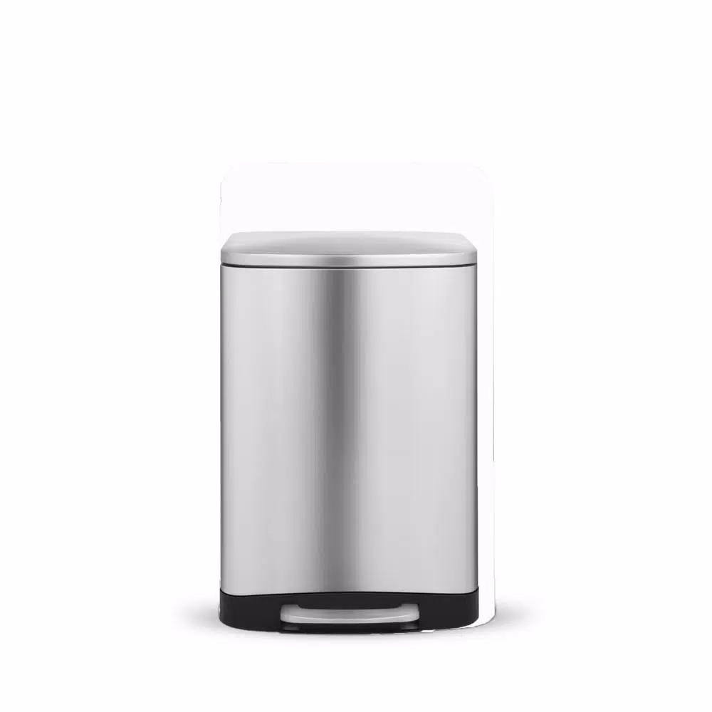 Innovaze 1.6 Gal. Brushed Stainless Steel Rectangular Step-On Trash Can with Fingerprint-Free Finish