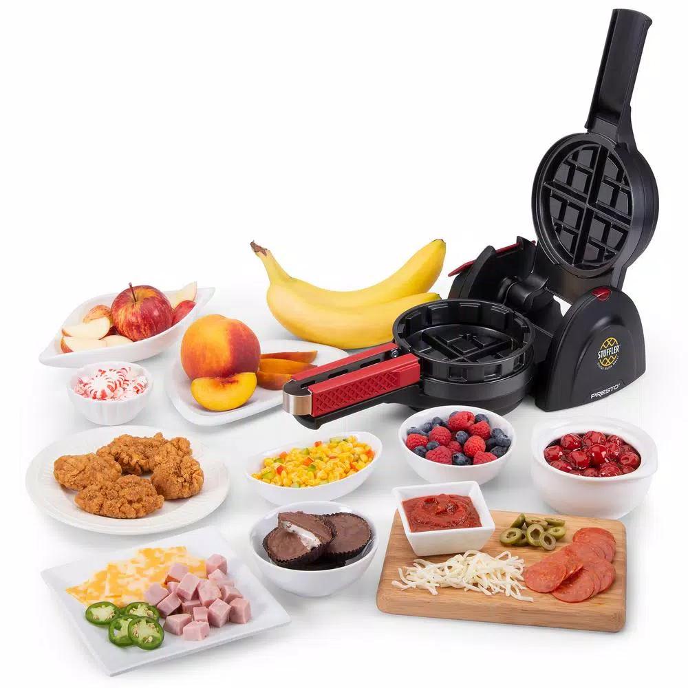 Presto Stuffler 900W Belgian Stuffed Waffle Maker, 5-inch Nonstick Black Waffle Iron