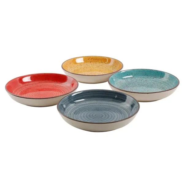 Gibson Home Gibson Color Speckle 4-Piece Stoneware Pasta Bowl Set, Assorted Colors