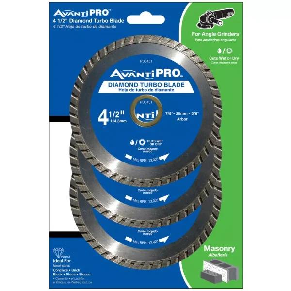 Avanti Pro AvantiPRO 4.5 in. Turbo Diamond Blade 3-Pack for Concrete, Brick, and Stone