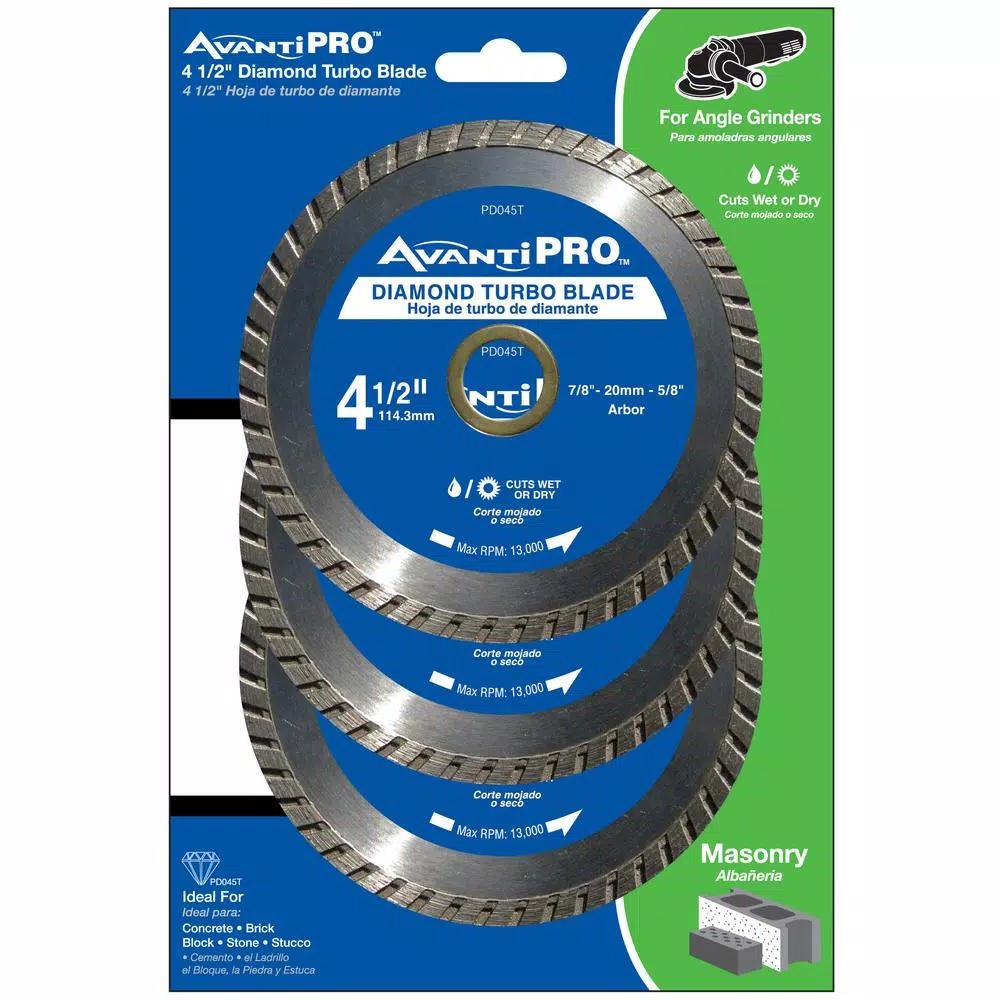 Avanti Pro AvantiPRO 4.5 in. Turbo Diamond Blade 3-Pack for Concrete, Brick, and Stone