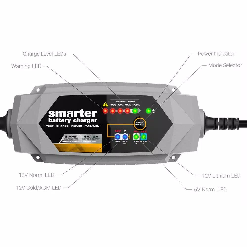 Smartech Products Smartech IC-2000 2 Amp 6V/12V Automotive Battery Charger, Maintainer, Repairer & Tester