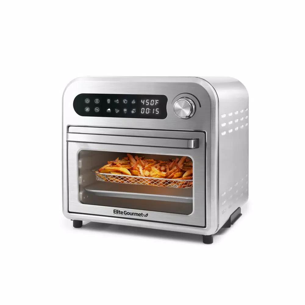 Elite Gourmet 10 Qt. Stainless Steel Air Fryer Oven with Rotisserie and Dehydrate Functions