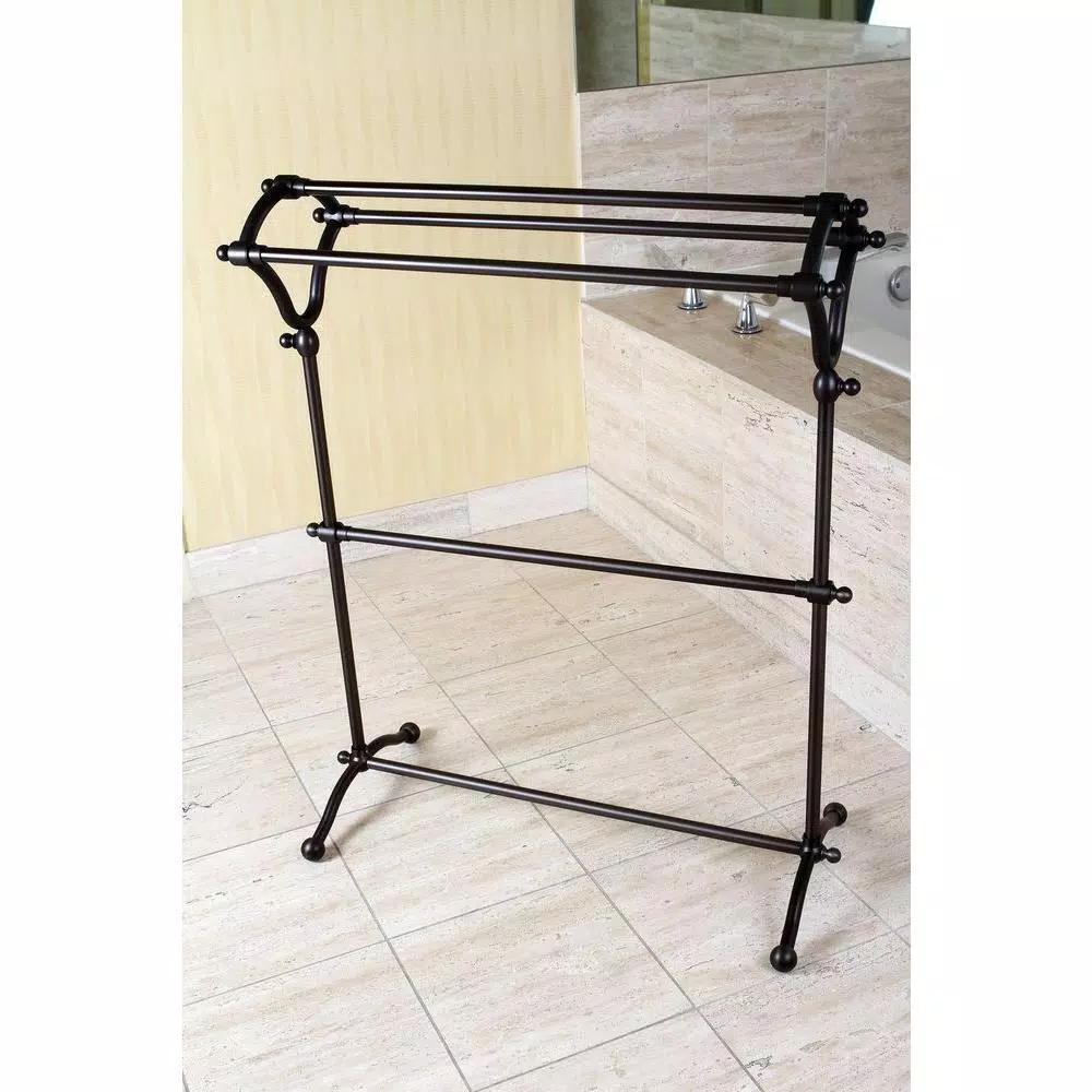 Kingston Brass Oil Rubbed Bronze Pedestal Y-Type Towel Rack, Freestanding Stainless Steel