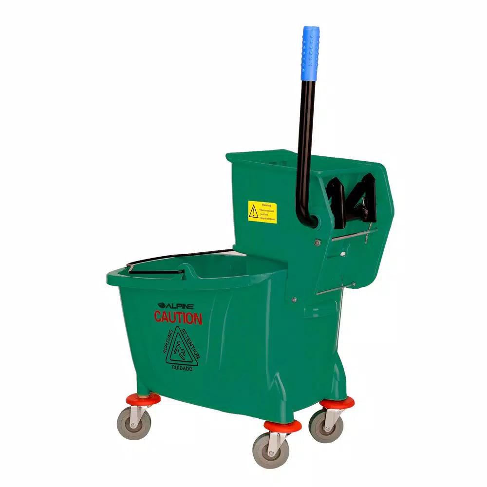 Alpine Industries 36 Qt. Mop Bucket with Side Press Wringer, Green
