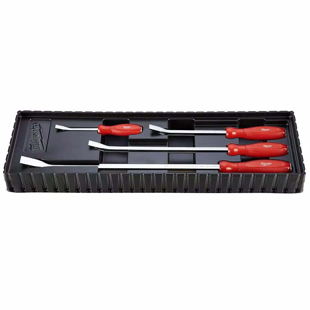 Milwaukee 4-Piece Pry Bar Set with I-Beam Design and Hammer-Ready Strike Cap