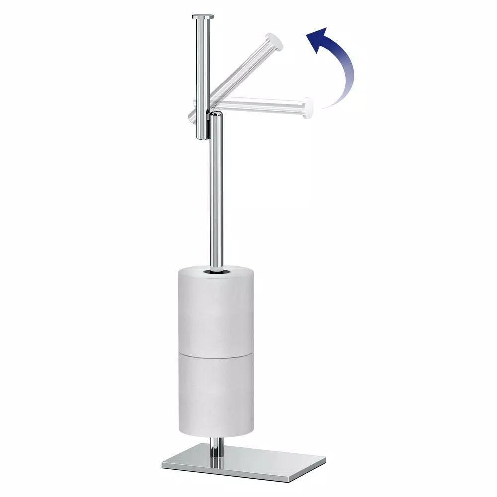 Gatco Latitude II Square Freestanding Toilet Paper Holder with Storage, Chrome