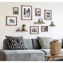 Kate and Laurel Bordeaux Natural Wood Gallery Wall Frame and Shelf Set, 10-Piece Rustic Decor Kit thumbnail 6