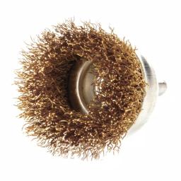 Robtec 3 in. Brass Coated Steel Wire Cup Brush with 1/4 in. Shank thumbnail 2