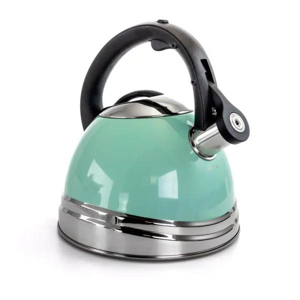 Mr. Coffee 10-Cup Stainless Steel Whistling Tea Kettle, Blue