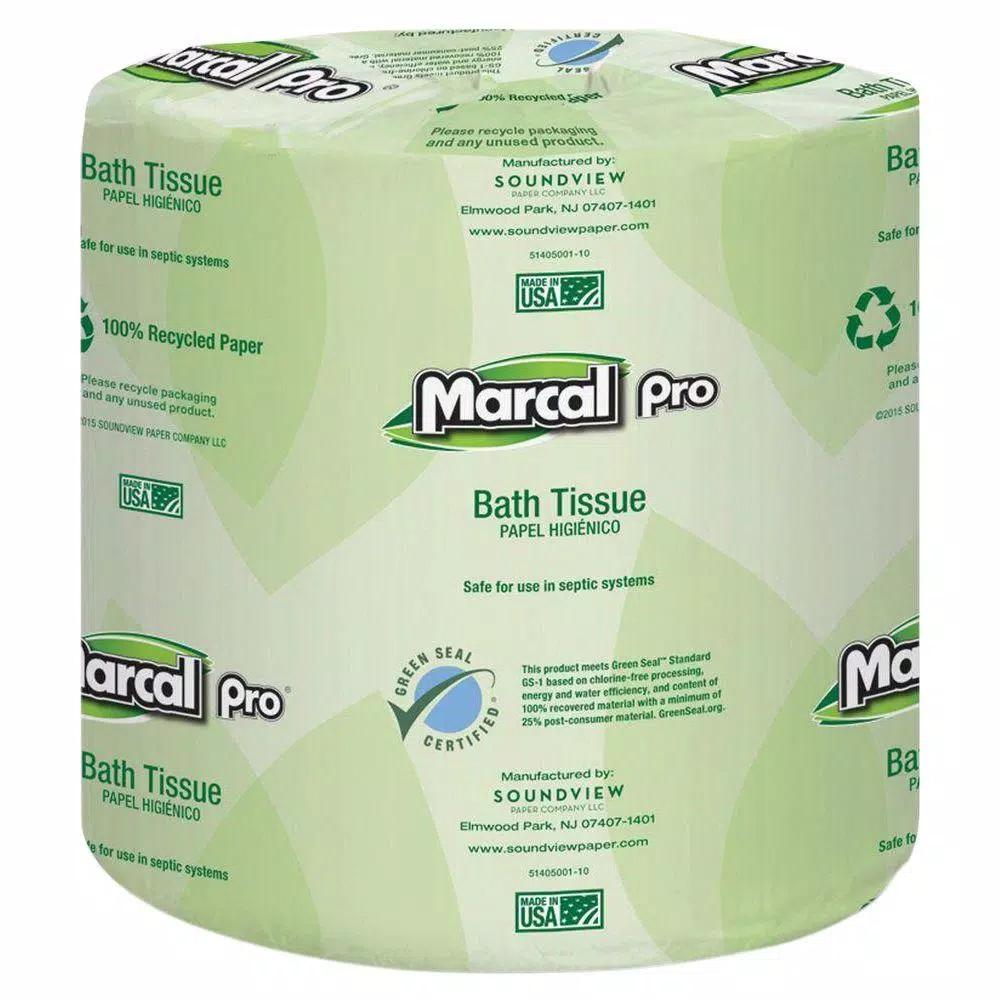 Marcal Pro MarcalPro 2-Ply White Bath Tissue, 100% Recycled, 48 Rolls