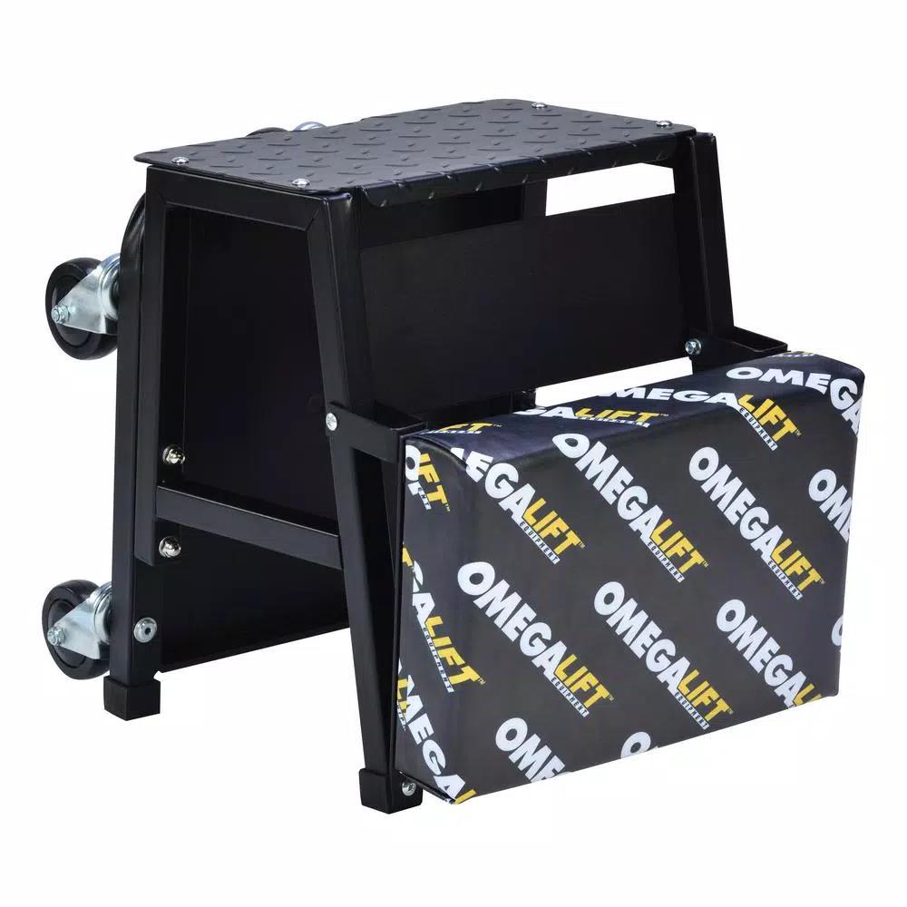 Omega Lift 2-in-1 Mechanics Creeper Seat and Step Stool with Reinforced Steel Frame