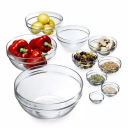 Luminarc Stackable Clear Glass Mixing Bowls Set, 10-Piece Assorted Sizes thumbnail 1