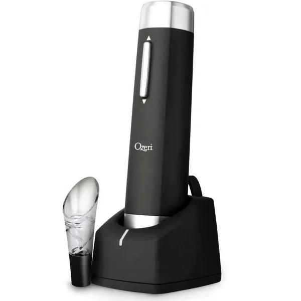 Ozeri Prestige Electric Wine Bottle Opener Set with Recharging Stand, Aerating Pourer and Foil Cutter