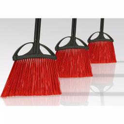 Alpine Industries 10 in. Red Angle Broom with Fiberglass Handle, Indoor/Outdoor, 3-Pack thumbnail 2
