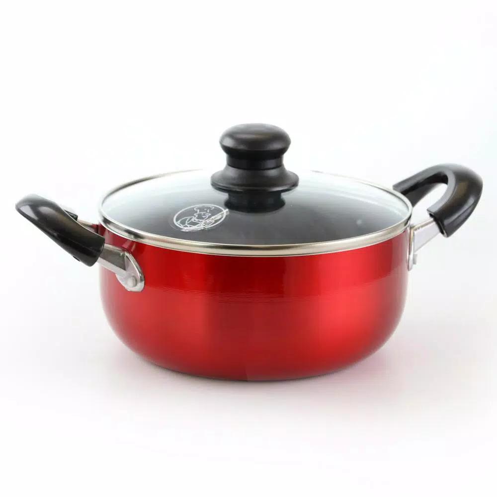 Better Chef 2 Qt. Round Aluminum Nonstick Dutch Oven with Glass Lid, Red