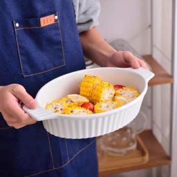 MALACASA 4-Piece White Oval Porcelain Bakeware Set, Ceramic Baking Dish Set for Oven and Microwave thumbnail 6