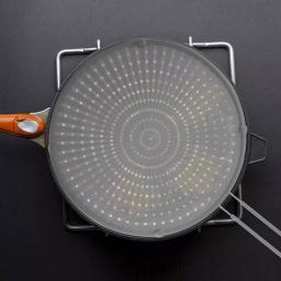 ExcelSteel 13 in. Gray Silicone Splatter Screen with Non-Slip Grip and Stainless Steel Frame thumbnail 5