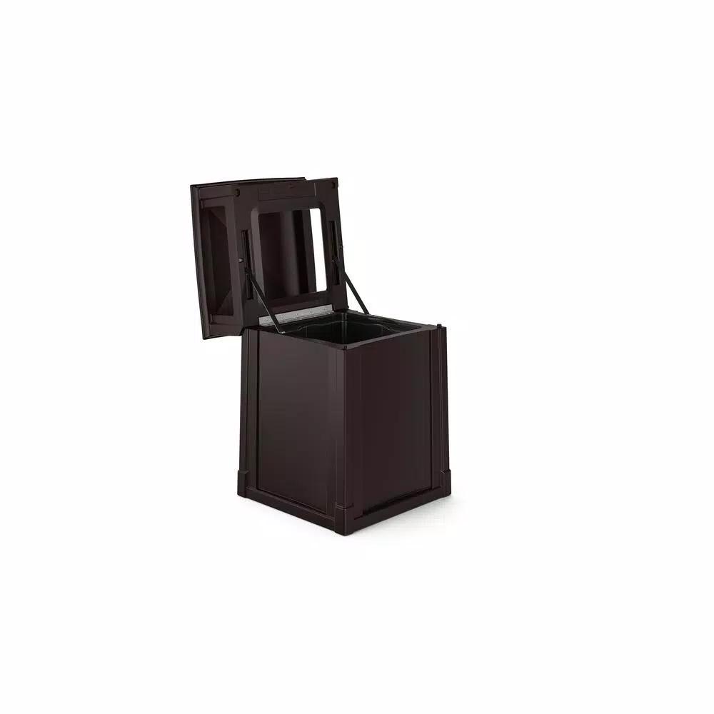 Suncast Commercial 35 Gal. Java Outdoor Trash Can with Attached Lid