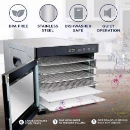 Ivation 6-Tray Stainless Steel Electric Food Dehydrator, 600W with Digital Timer and Temperature Control thumbnail 5
