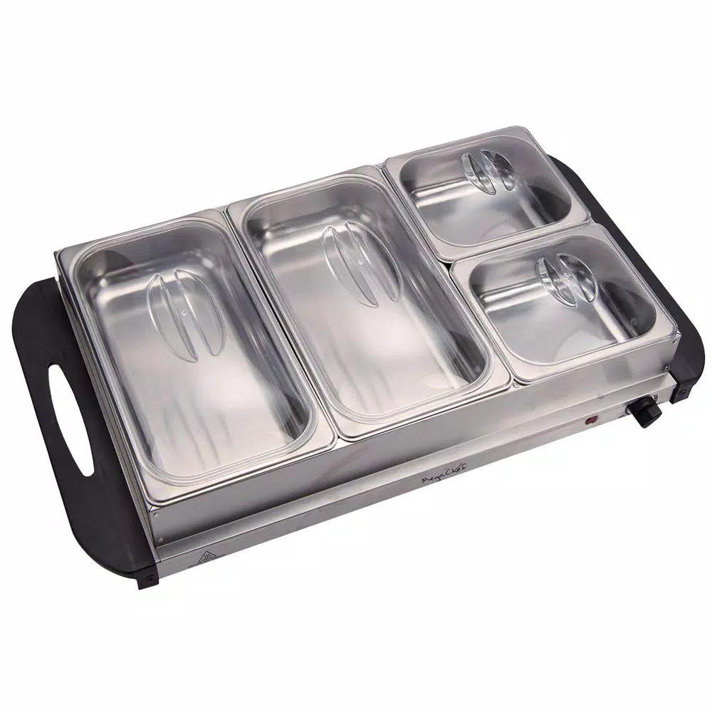 MegaChef 2.5L Stainless Steel Buffet Server and Warming Tray with 4 Removable Food Containers