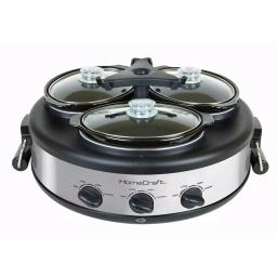 HomeCraft Triple 1.5 qt. Stainless Steel Slow Cooker Buffet Server with 3 Ceramic Pots thumbnail 5