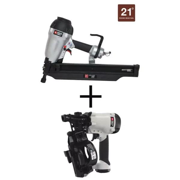 Porter-Cable FR350B 21-Degree 3-1/2 in. Full Round Framing Nailer with Bonus 15-Degree Coil Roofing Nailer Kit