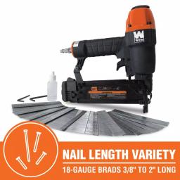 WEN 18-Gauge Pneumatic Brad Nailer Kit, 3/8 in. to 2 in., Includes 2000 Nails thumbnail 2