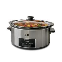 Zing 6 Qt. Oval Dark Stainless Steel Programmable Slow Cooker with Glass Lid thumbnail 2