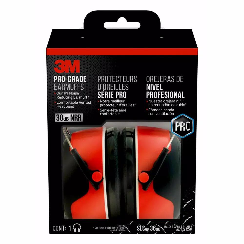 3M Pro-Grade Earmuffs, High Noise Reduction Rating (NRR 30 dB) Hearing Protection