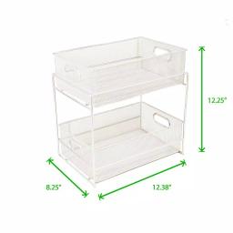 MIND READER 2-Tier Metal Mesh Utensil Caddy & Organizer, White thumbnail 7