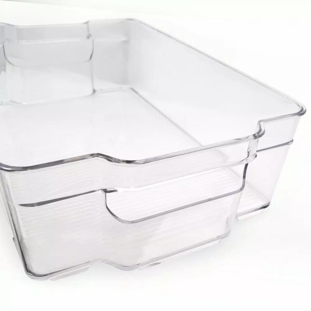Cook Pro Large Plastic Refrigerator and Freezer Organizer Bin with Built-in Handles