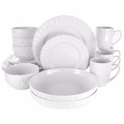 Elama Sienna White Porcelain 18-Piece Dinnerware Set, Service for 4 thumbnail 1