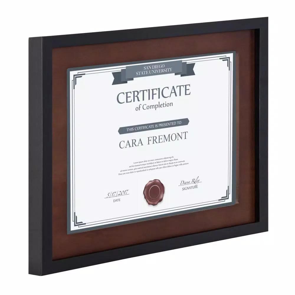 DesignOvation LeMans 8.5 x 11 in. Black and Walnut Brown Document Picture Frame Set, Set of 4