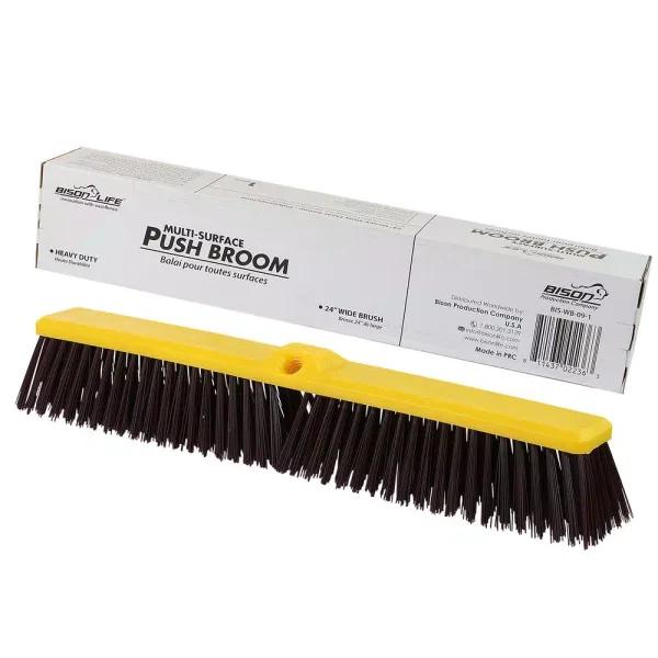 Bison Life Heavy-Duty Multi-Surface Push Broom, 24-Inch Coarse Polypropylene Bristles