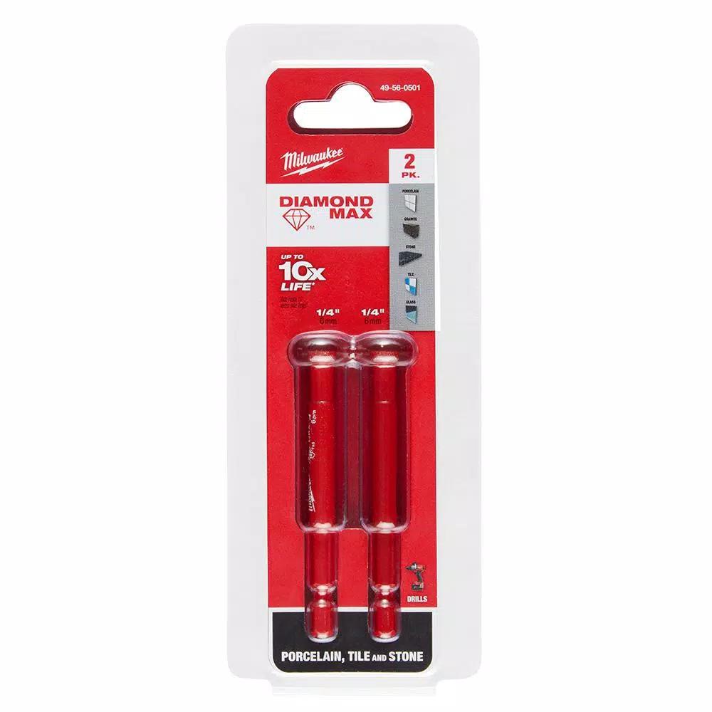 Milwaukee Diamond MAX Hole Saw Set, 2-Piece, 1/4 in. Hex Shank for Tile, Stone, and Glass