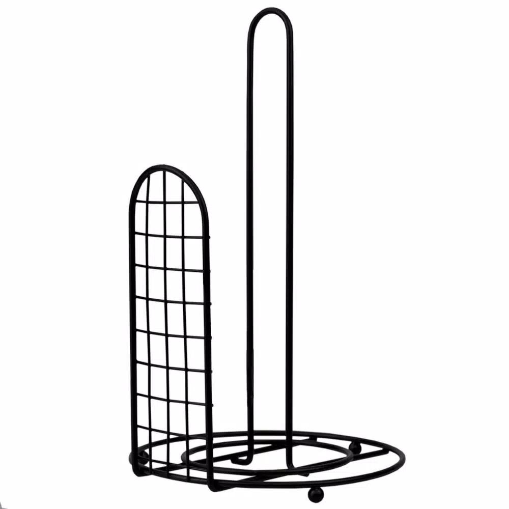 Unbranded Grid Collection Black Steel Free Standing Paper Towel Holder