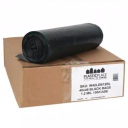 Plasticplace 40-45 Gallon Heavy Duty Black Trash Bags, 1.2 Mil Thickness, 100 Count thumbnail 2