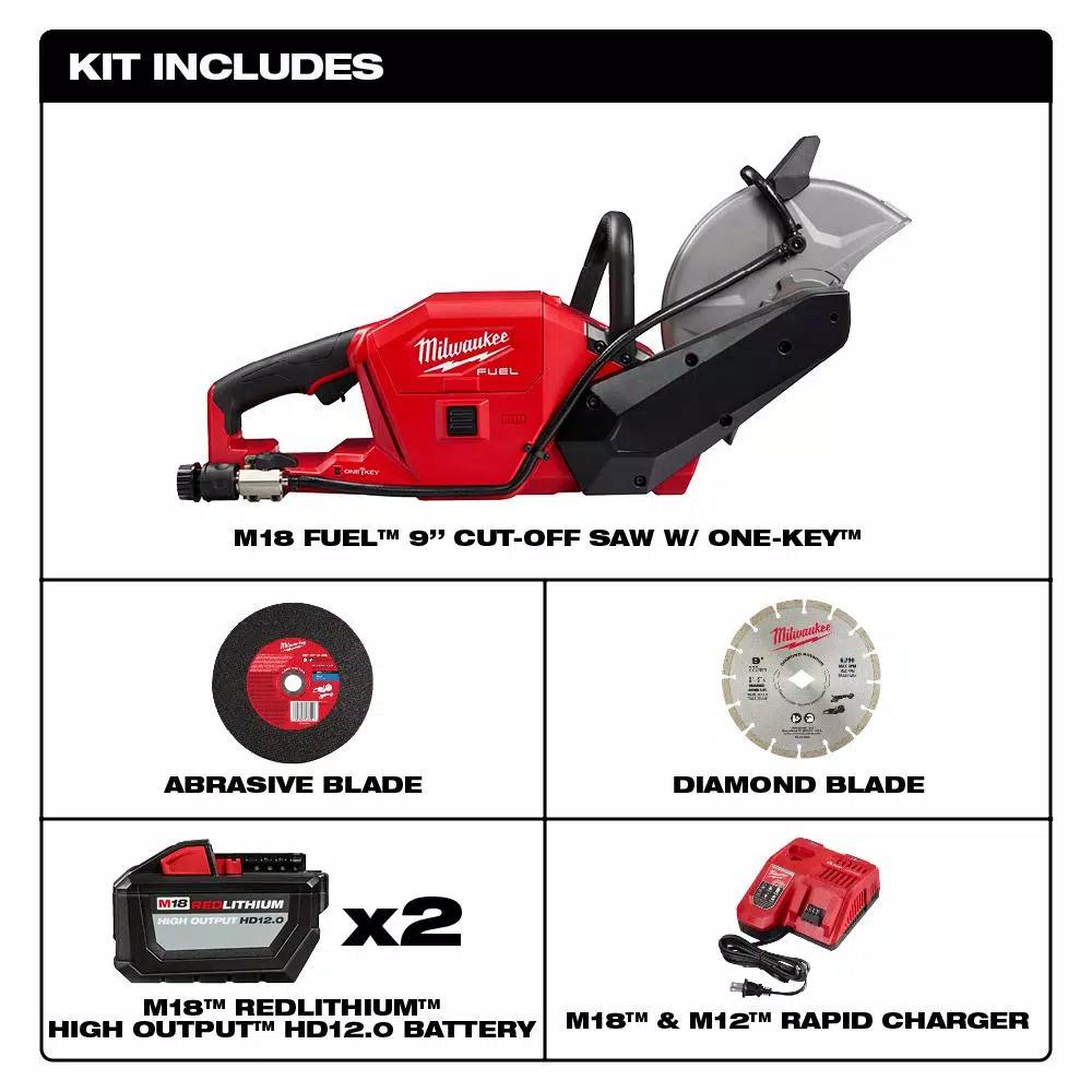 Milwaukee M18 FUEL 9 in. Cut Off Saw Kit with ONE-KEY and M18 SWITCH TANK Water Supply Kit