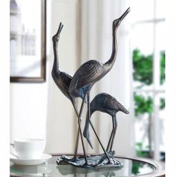 Unbranded Crane Family Statue - Bronze Recycled Metal Transitional Sculpture thumbnail 1