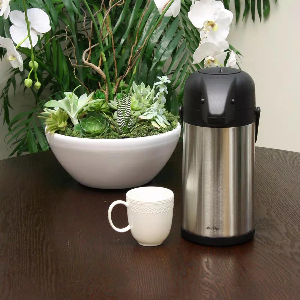 Mr. Coffee Javamax 2.24 Qt. Stainless Steel Vacuum Insulated Pump Pot Beverage Dispenser