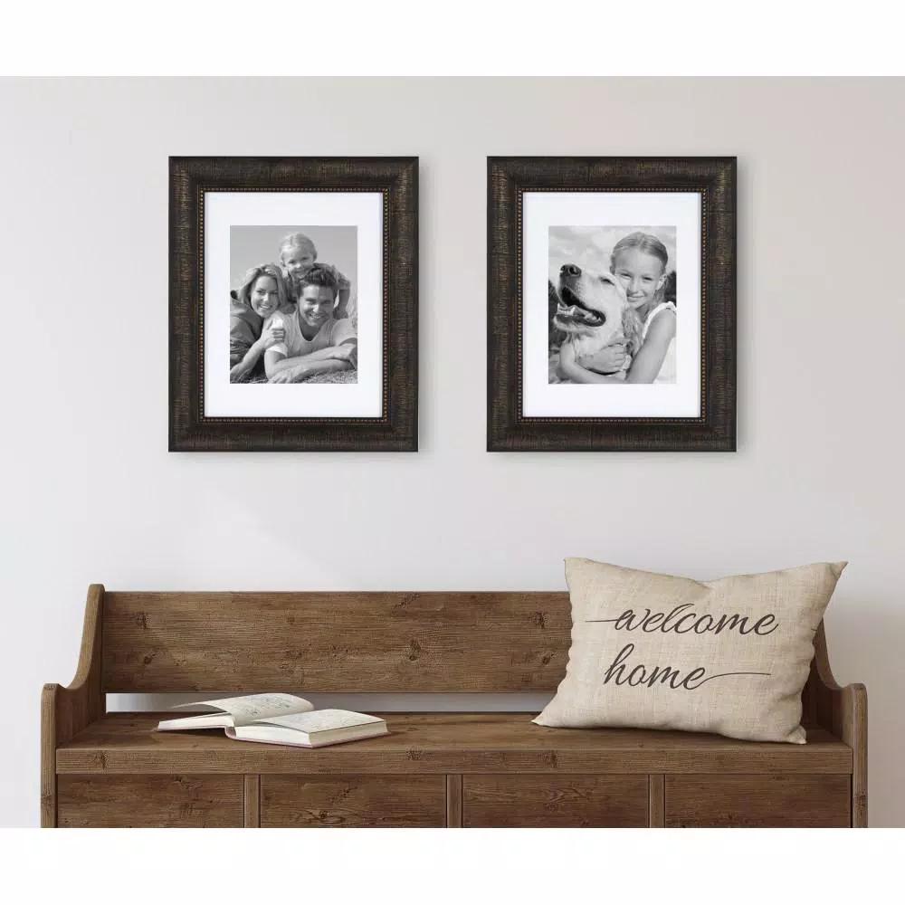 Kate and Laurel Aldridge 11 x 14 Bronze Picture Frame Set of 2 with 8 x 10 White Mat