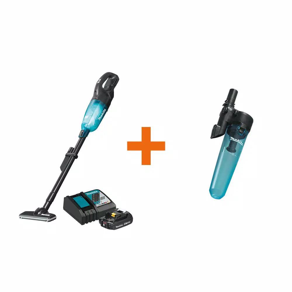 Makita 18V LXT Brushless Cordless Vacuum Kit with 2.0Ah Battery and Black Cyclonic Attachment