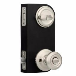 Kwikset Cameron Satin Nickel Entry Door Knob and Single Cylinder Deadbolt Combo Pack with SmartKey thumbnail 5