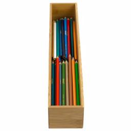 Unbranded Bamboo Drawer Organizer - 15 in. x 3 in. x 2.5 in. Rustic Wood Storage Box thumbnail 2