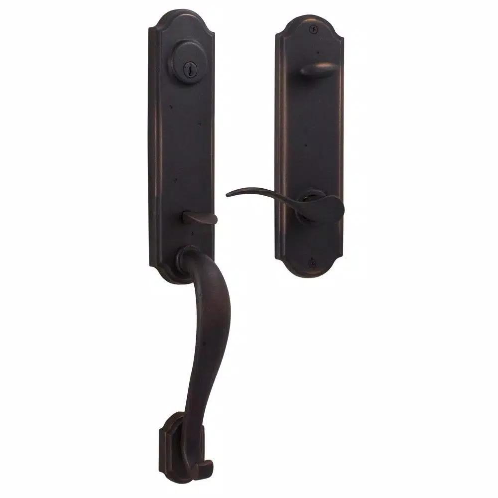 Weslock Stonebriar Single Cylinder Oil-Rubbed Bronze Right-Hand Handleset with Carlow Lever